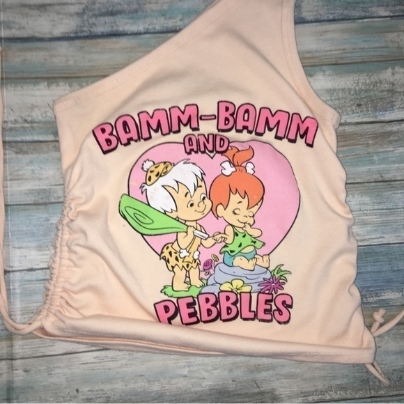 Flintstones Pebbles & Bamm-Bamm Peachy One Shoulder Top - Picture 3 of 5